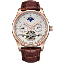 Load image into Gallery viewer, LIGE Brand Men Watches Automatic Mechanical Watch Tourbillon Sport Clock Leather Casual Business Retro Wristwatch Relojes Hombre