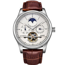 Load image into Gallery viewer, LIGE Brand Men Watches Automatic Mechanical Watch Tourbillon Sport Clock Leather Casual Business Retro Wristwatch Relojes Hombre